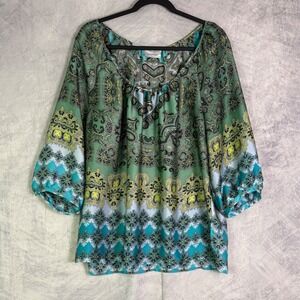 Avenue Womens Paisley Top Plus Size 14/16 Boho flowy Cottagecore arty office